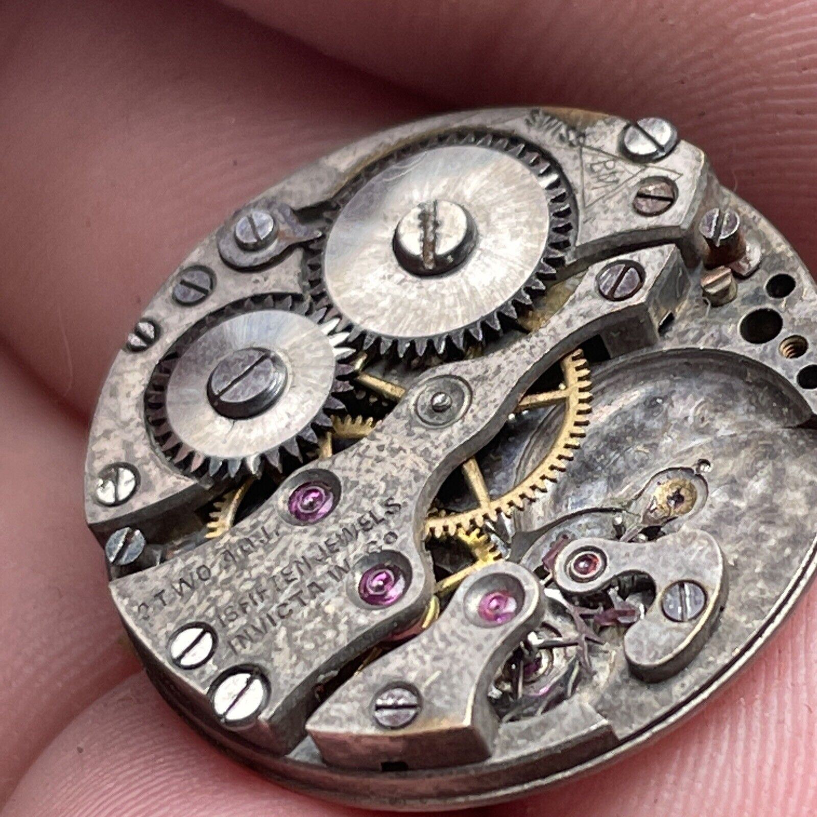 Vintage Invicta Watch Co. 15 Jewels 2 Adjustment Movement With Face.