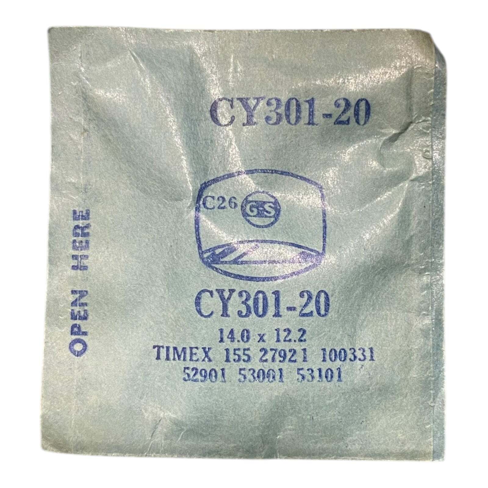 Germanow-Simon Mach (GS) CY301-20 Watch Crystal 14.0×12.2 NOS Part Flexo Timex