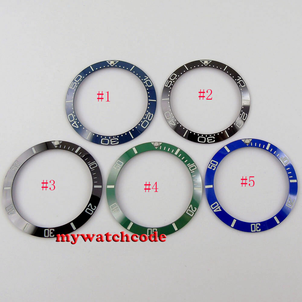 38mm black blue green luminous ceramic bezel insert fit for 40mm SUB mens watch