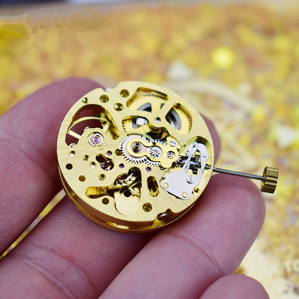 17 Jewels Gold Skeleton Adjustment Radiation Automatic 2004 Watch Movement