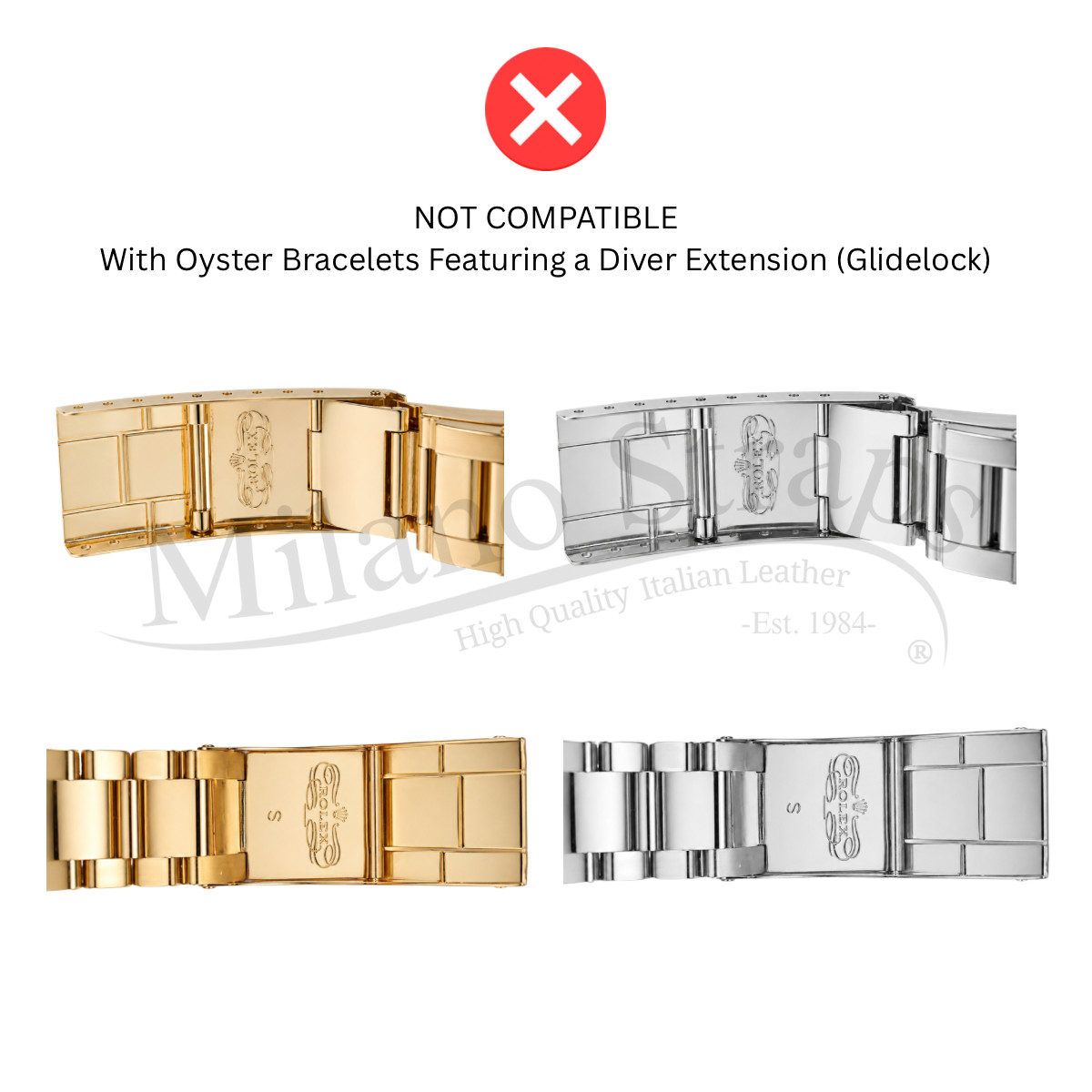 Rolex Yellow Gold Buckle Clasp Spring Bar 16mm For Oyster Bracelets – One Pair