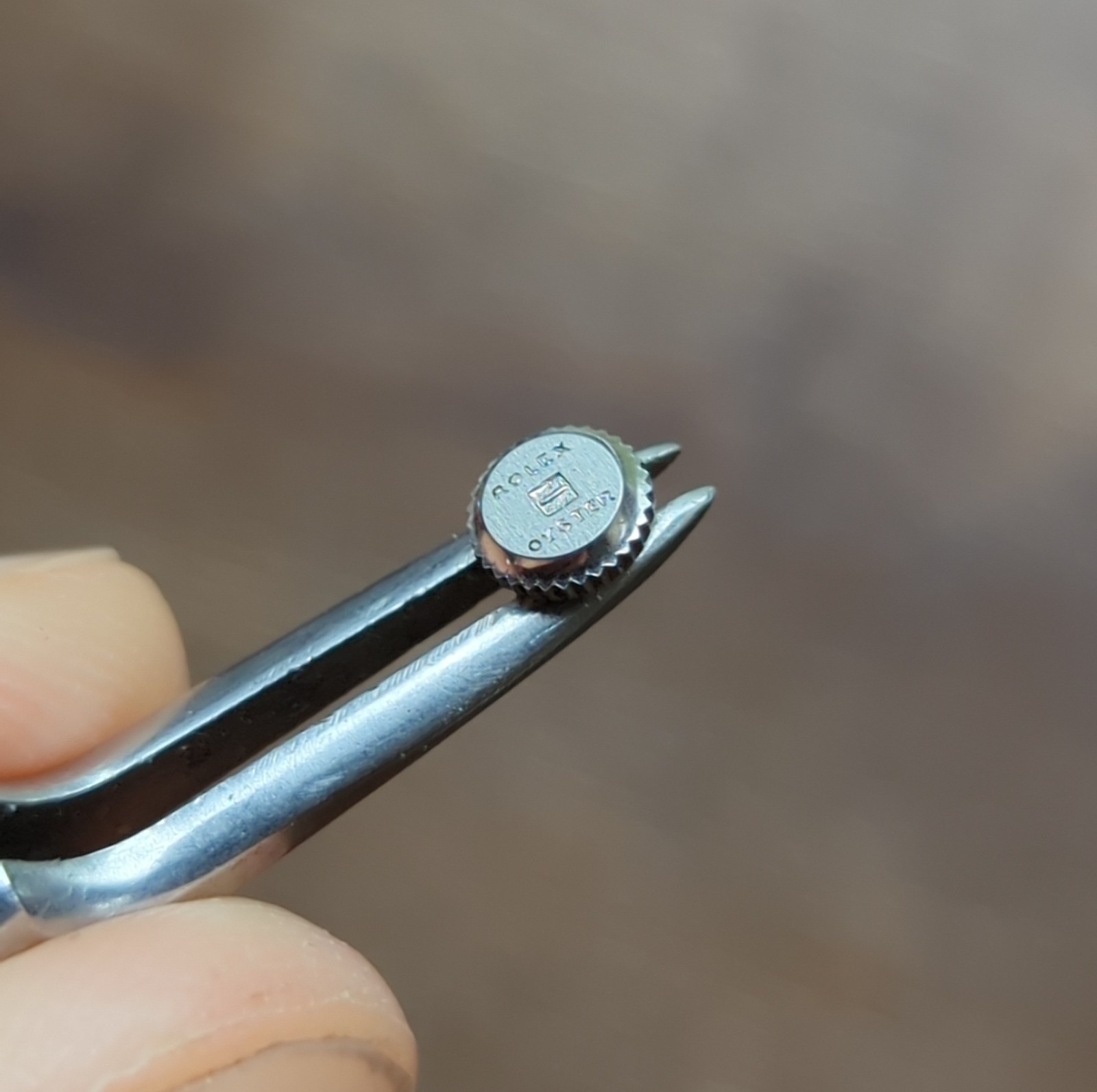 Rolex Oyster 5.2mm Steel Watch Crown for Repair (Damaged Tube) (F90)