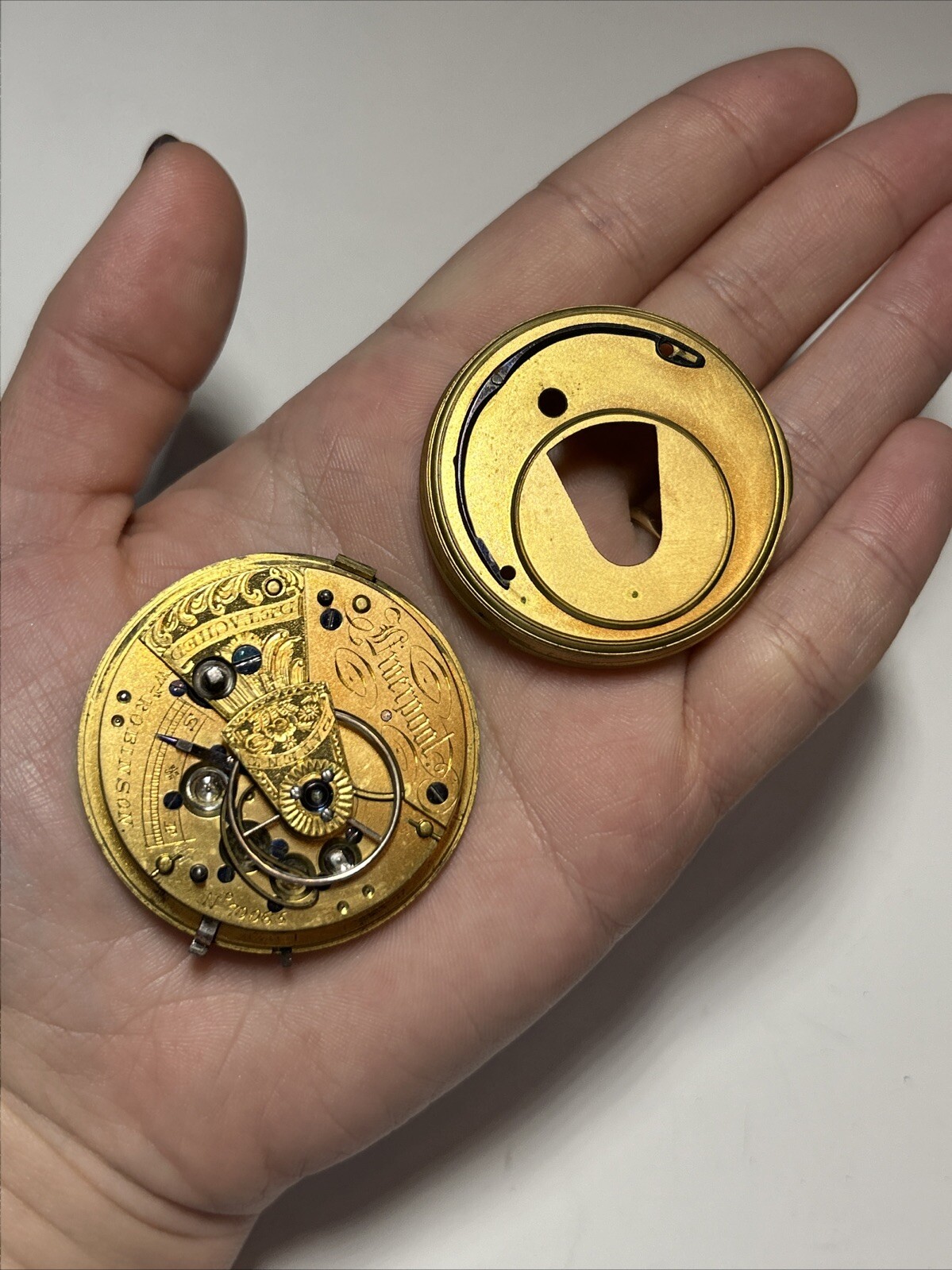 Collectible ROBINSON Verge Fusee Liverpool 24k Gold Dial Pwatch Movement