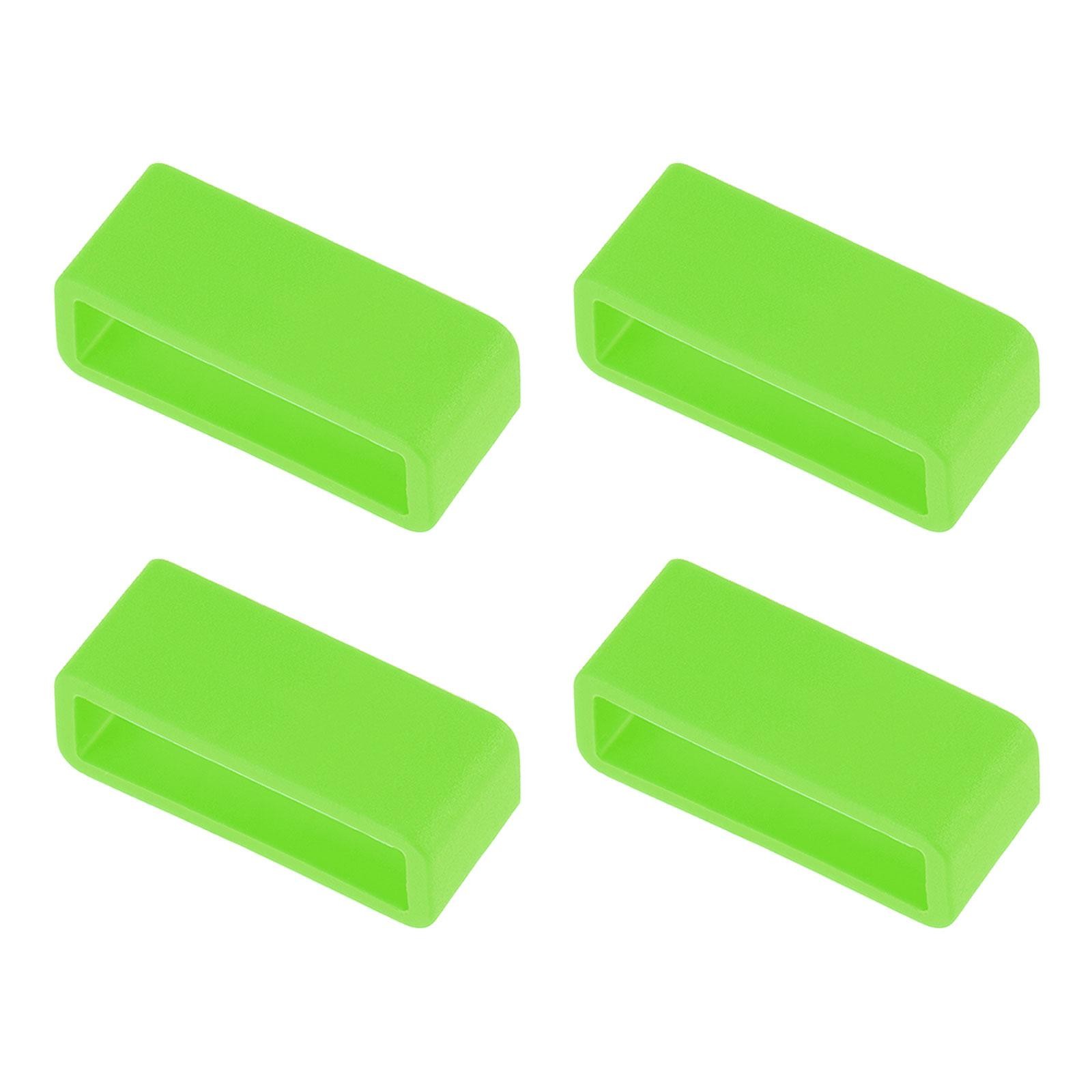 Watch Band Strap Loops Silicone for 24mm Width Watch Band, Green 4 Pcs