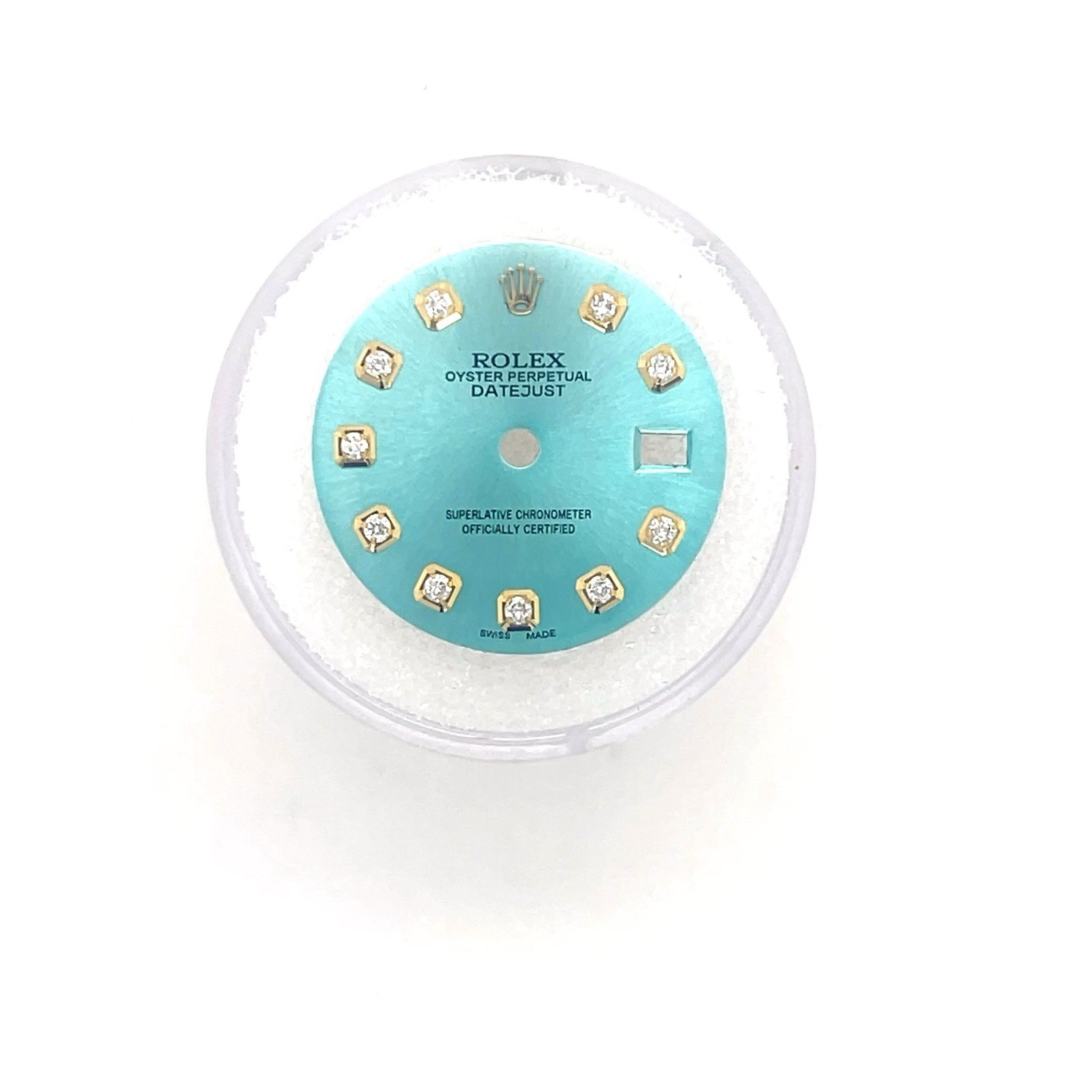 Rolex 26mm Custom ice Blue Dial Natural Diamond Dial for Date just Quick Set
