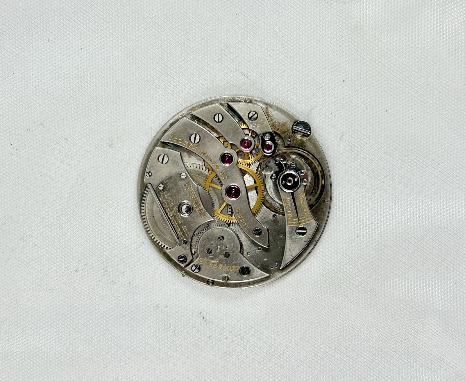 VERY RARE 39MM TOUCHON 17 JEWEL NICKEL 2.5MM TH. POCKET WATCH MOVEMENT, RUNNING!