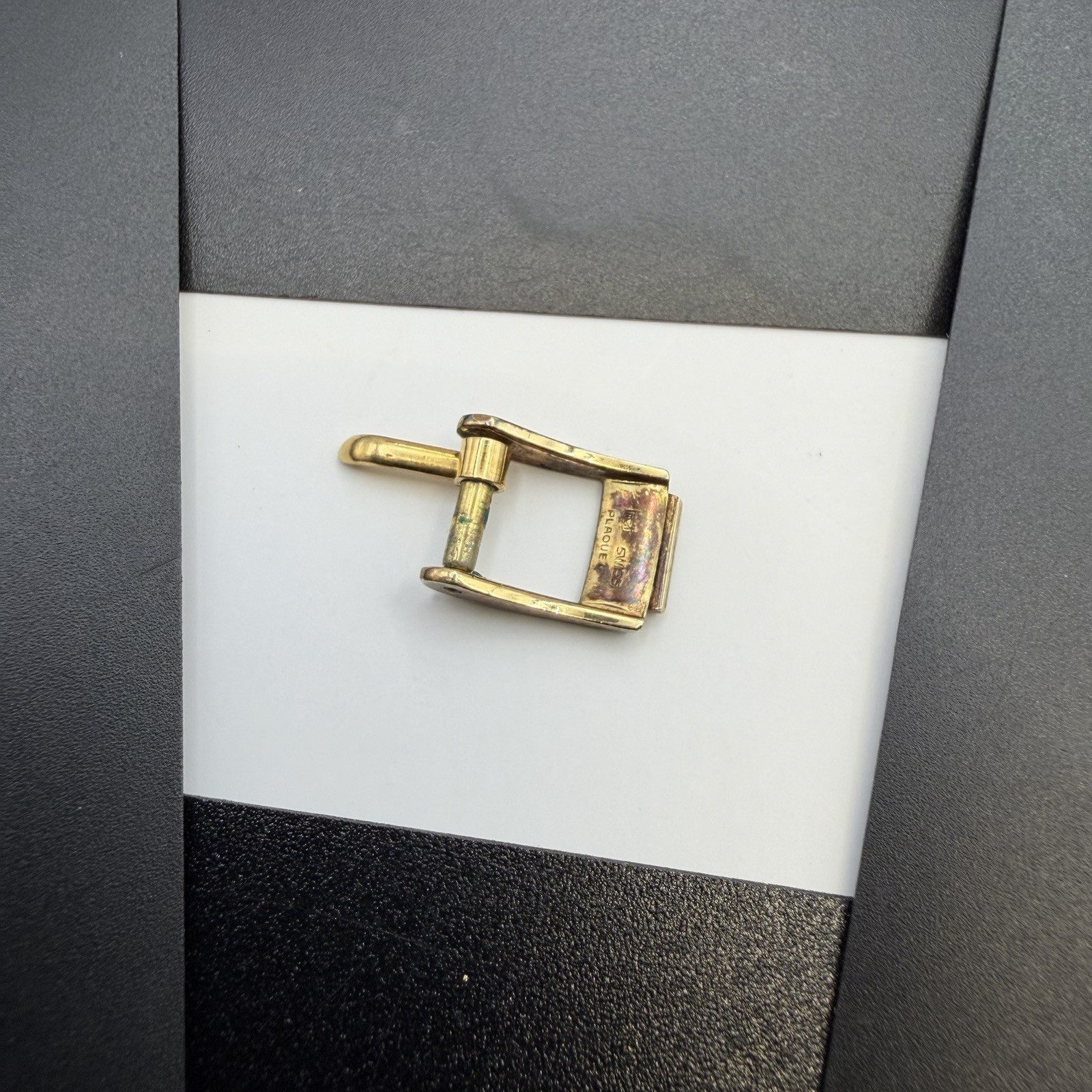 Vintage Bulova Plaque G Swiss Gold Plated Ladies Wristwatch Band Buckle Only 8mm
