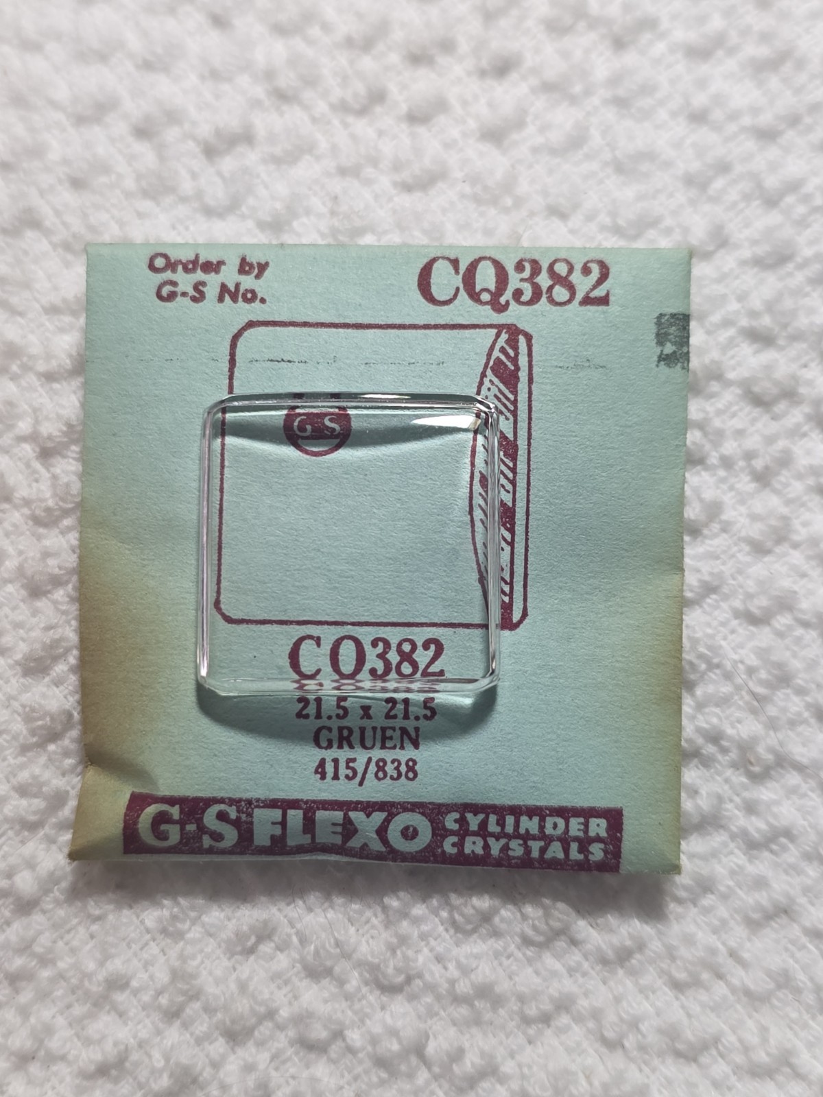 G-S Watch Crystal CQ382 Gruen 415/838 21.5X21.5