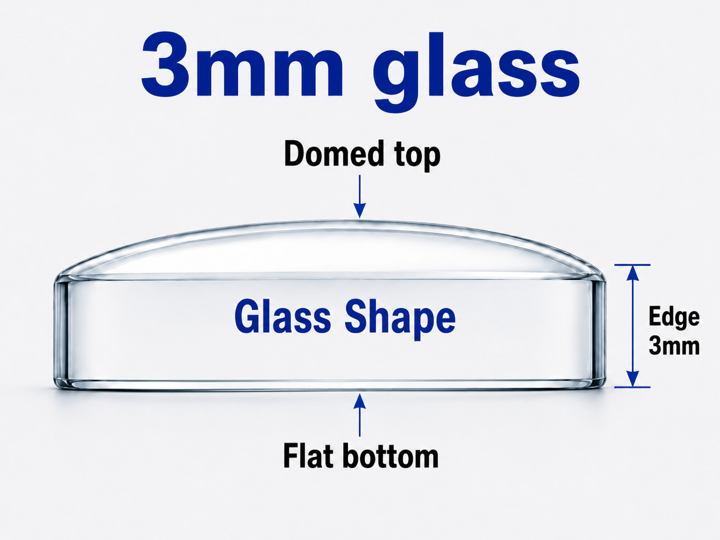 3mm Domed Mineral Flat Bottom Watch Crystal 27-50mm Repair Glass Replacement