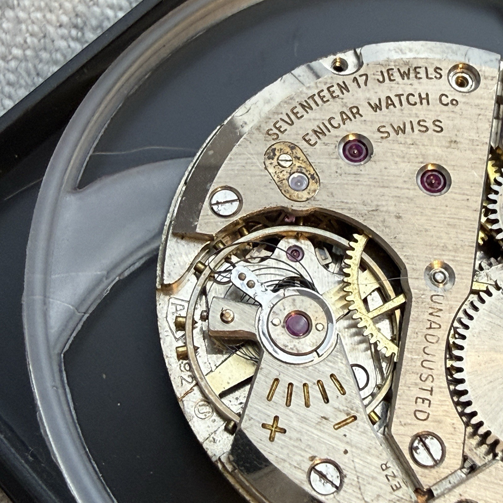 Enicar Ultrasonic 17 Jewels Manual Movement Dial Hands Parts Repair Swiss