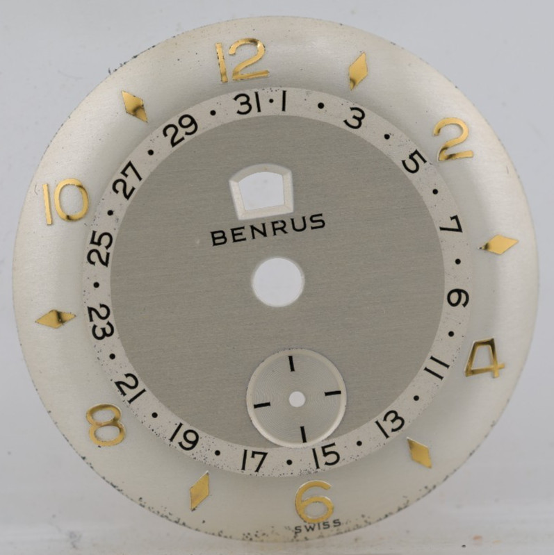 BENRUS DAY / DATE POINTER MID-CENTURY MODERN WRIST WATCH DIAL 28.35mm (OC)