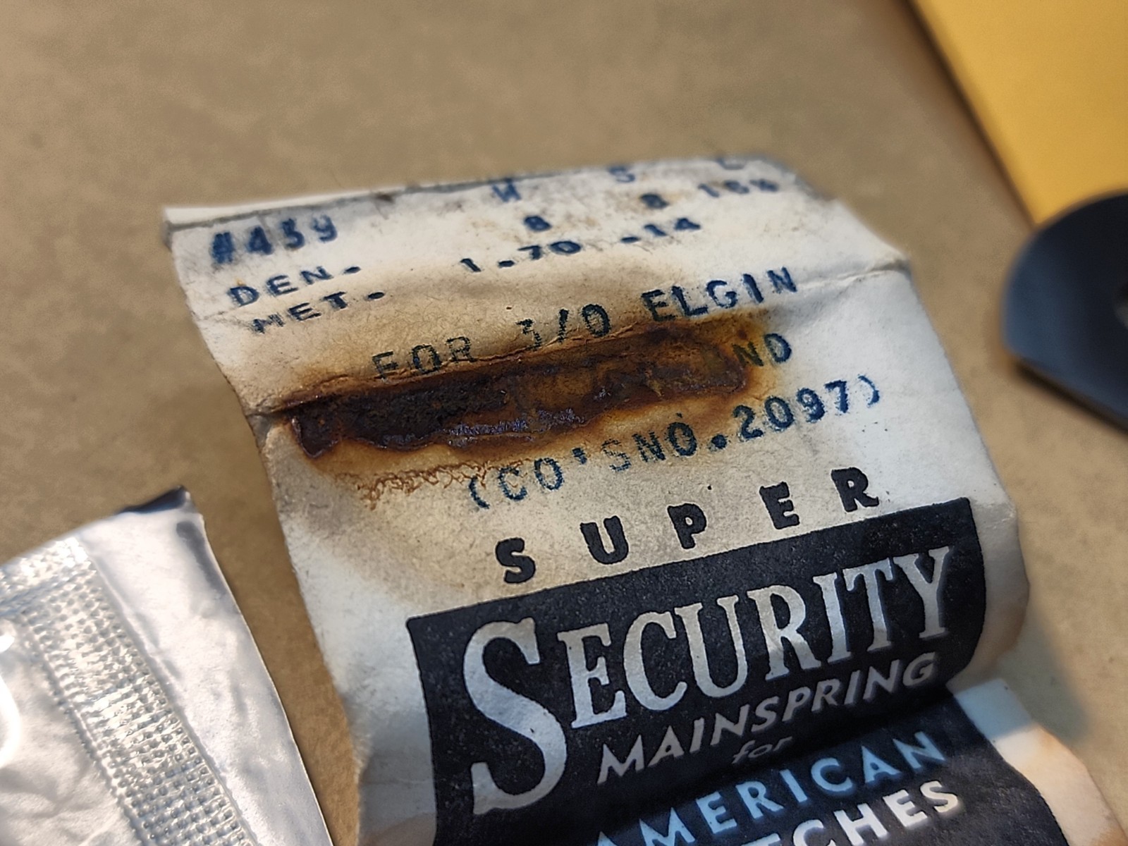Vintage NOS Elgin 0s-3/0 Model 2097 PM Newall Super Security Mainspring