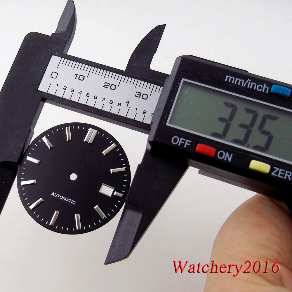 Tandorio 33.5MM Sky Blue Folds Watch Dial Date Window Fit NH35 NH36 Automatic