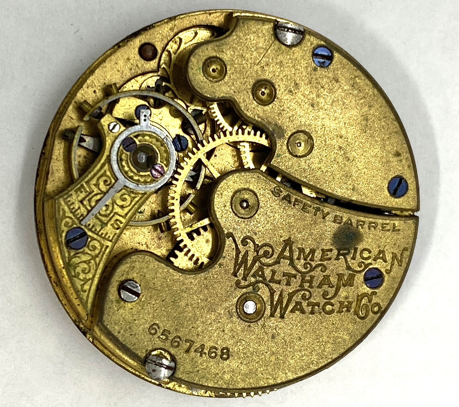 Vintage Waltham American 6567468 Watch Movement 29.43mm For Parts & Repair
