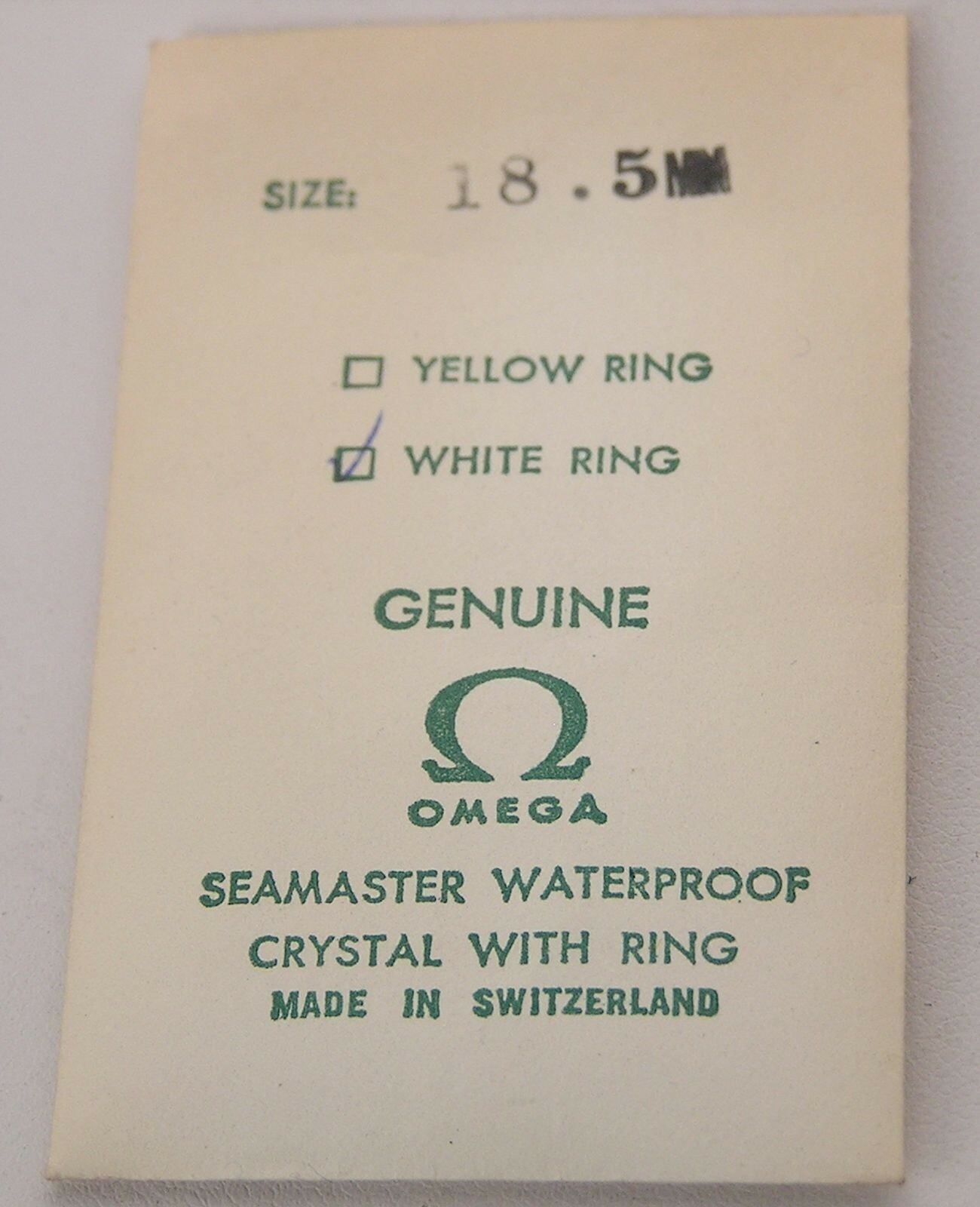 Genuine Packaged Omega w/Logo Seamaster 18.5 mm Watch Crystal White Ring #9