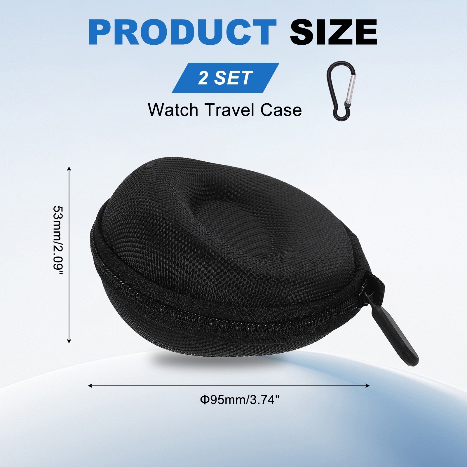 2pcs Watch Travel Case 1 Slot Crystal Velvet Storage Up to 50mm / 2 Inch, Black