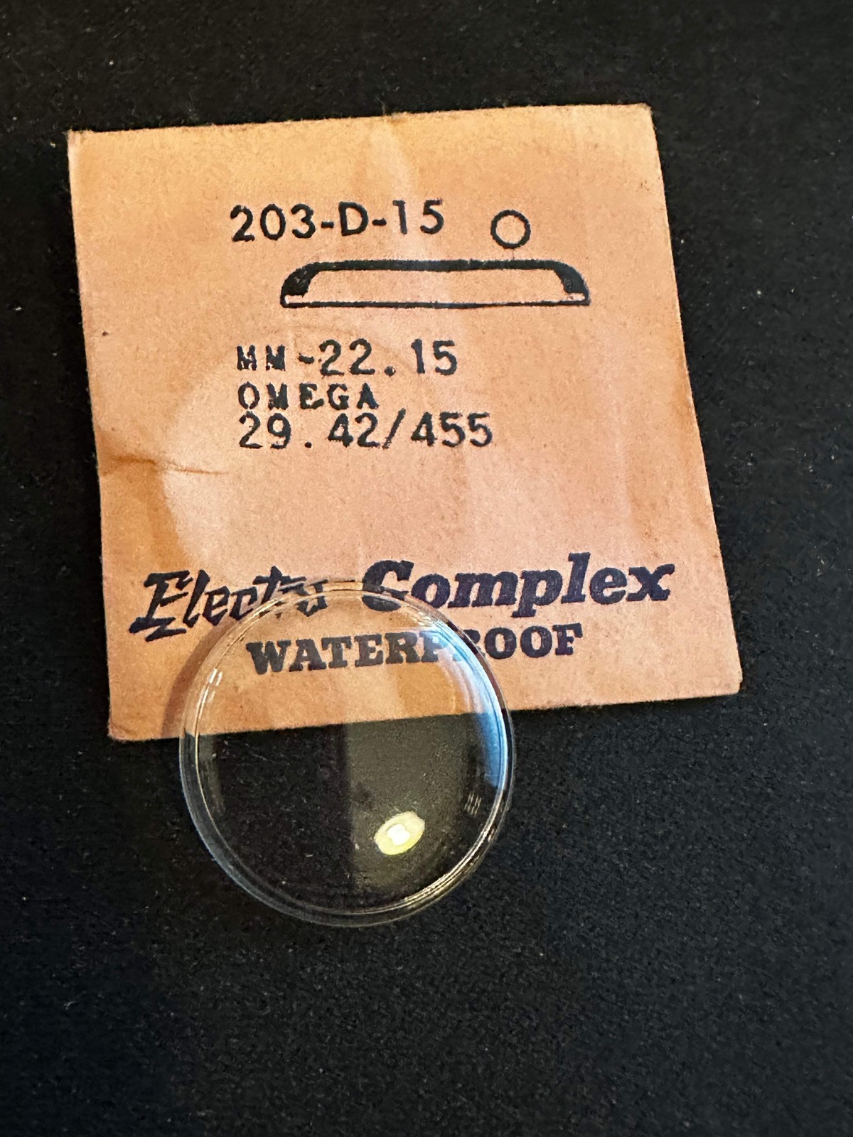 Electro-Seal #203-D-15 Wrist Watch Crystal 22.15mm for Omega 29.42 – New