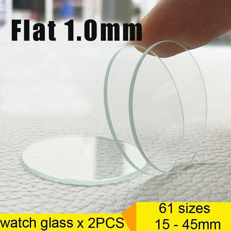 2PCS Flat Round Watch Glass Crystal 15-45mm Mineral Glass Universal Repair Parts