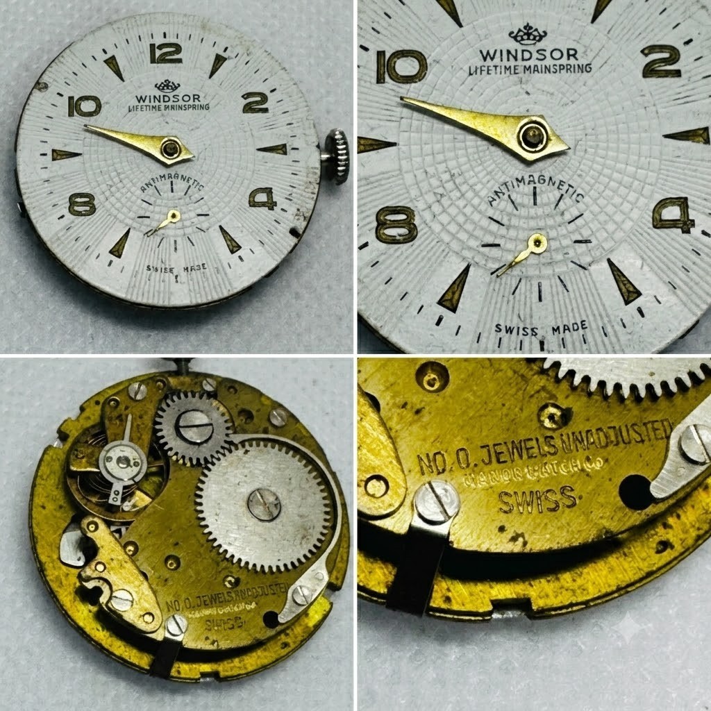 Vintage Watch Movement & Dial Parts Lot: Vulcain Waltham Bulova Elgin and more