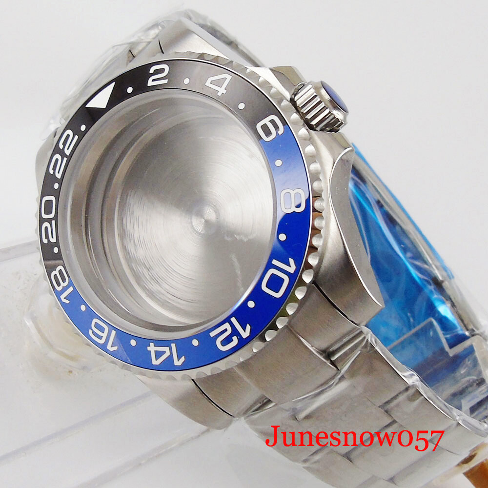40MM Fit NH35 NH34A Automatic Watch Case Oyster Bracelet Flat Sapphire Crystal
