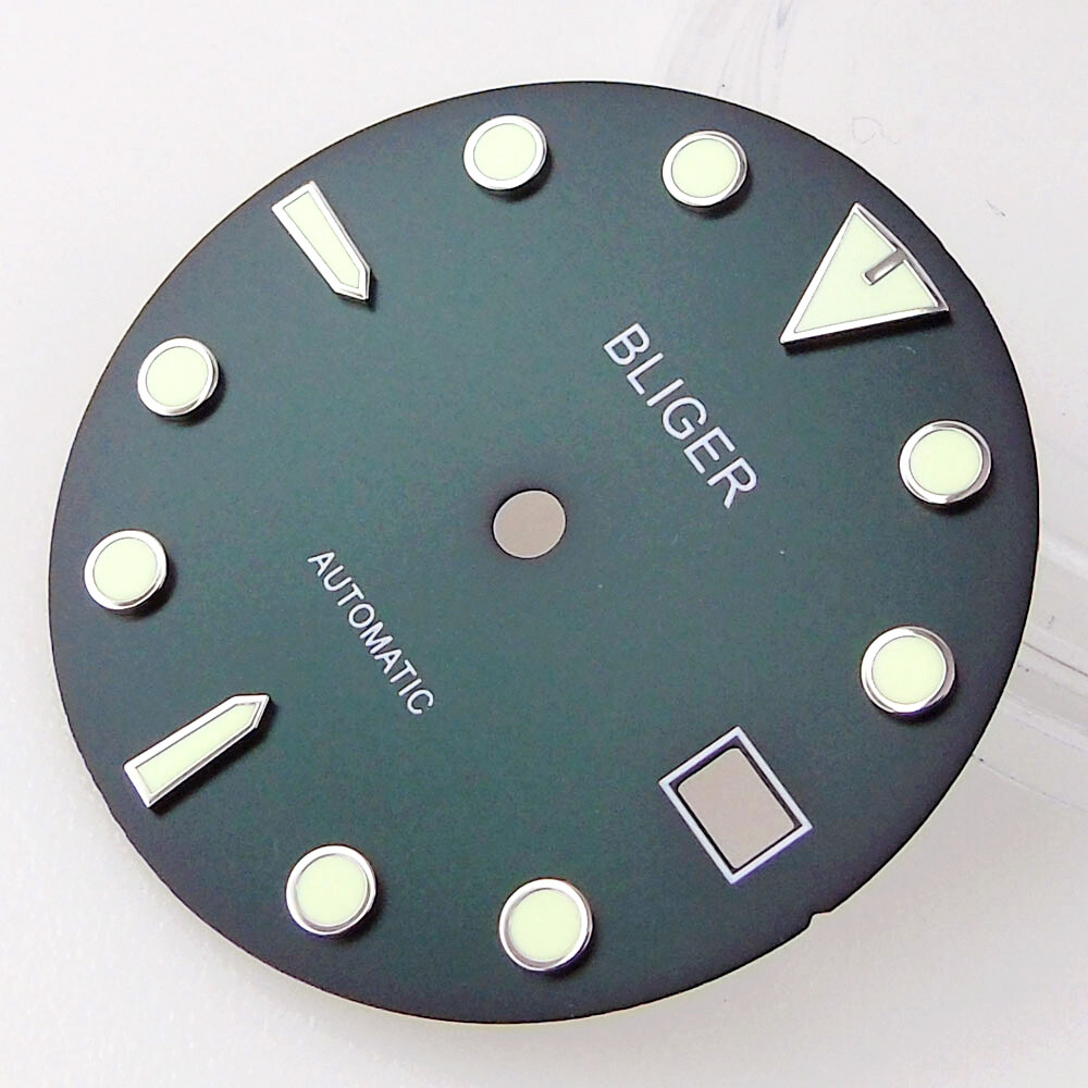 For NH35/NH35A 29mm Sterile Watch Dial Date Window Black/Blue/Green 3/4 o’clock