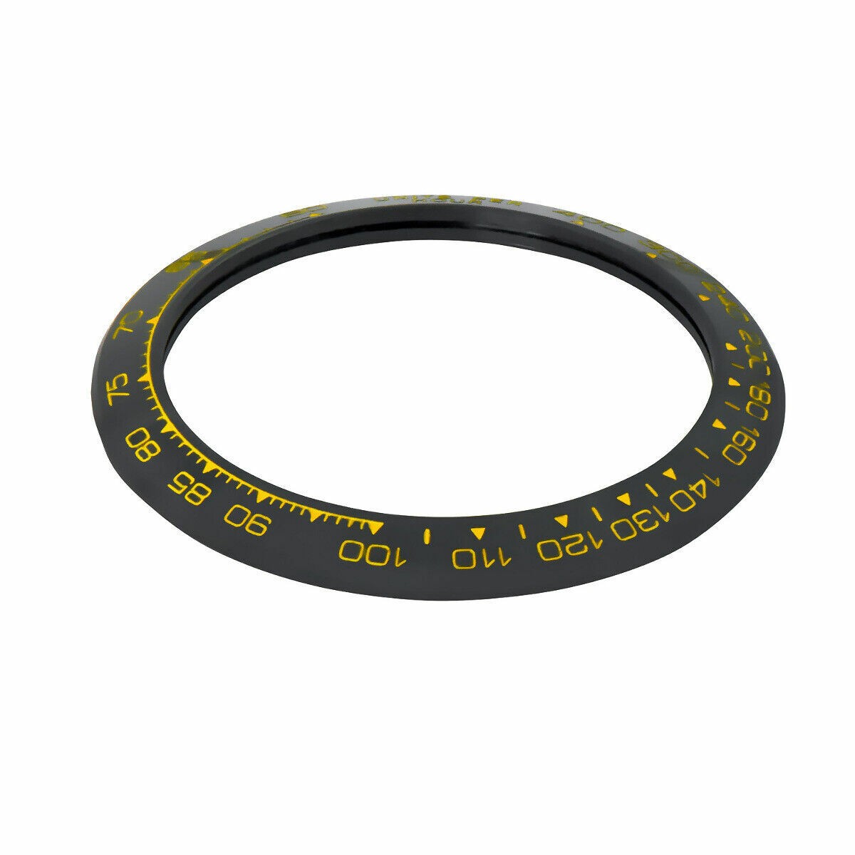 Black Ceramic Replacement Bezel Insert Gold Numbers 38.50mm x 30.40mm