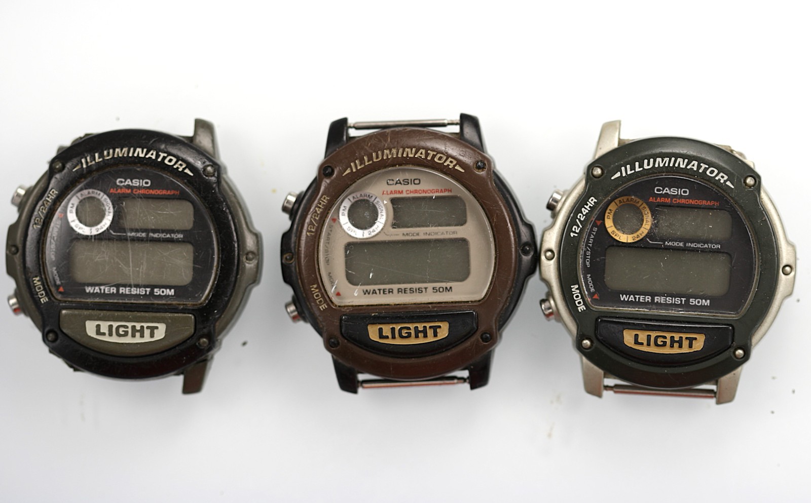 Casio Watch Men W-89H Plastic Stainless Steel Battery 50m Quartz NON-WORKING