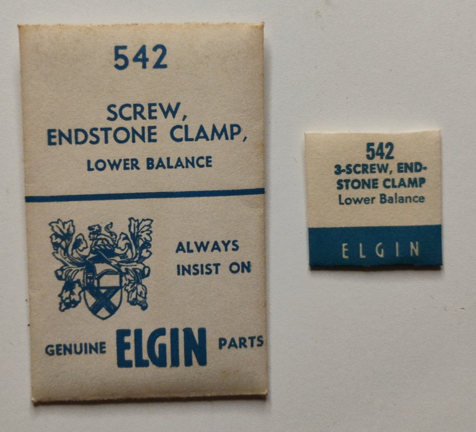 ELGIN 542 3-Screw, Endstone Clamp Lower Balance Genuine OEM Watch Parts