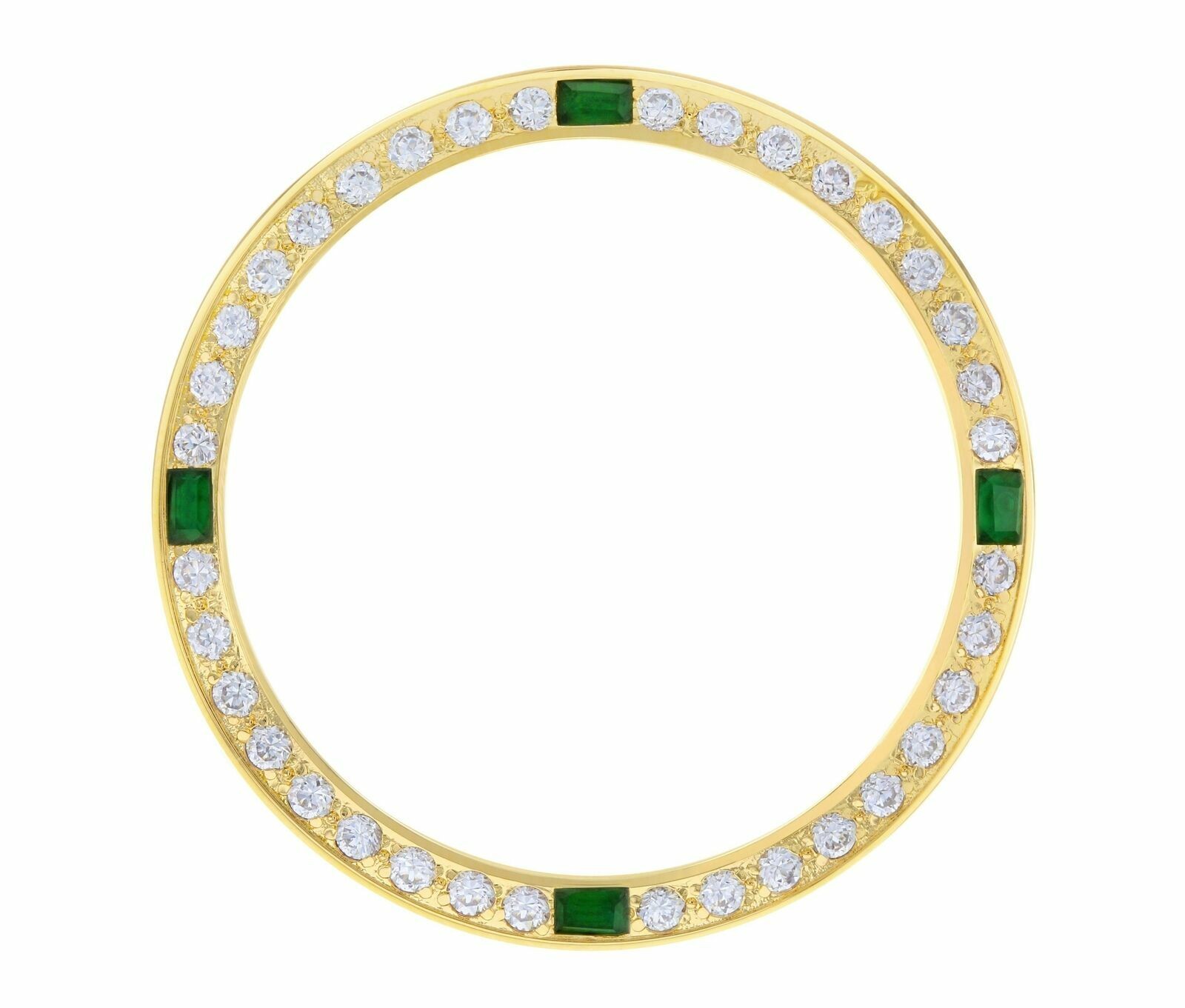 Gold Created Diamond Emerald Replacement Bezel 34mm Case For Rolex For Tudor