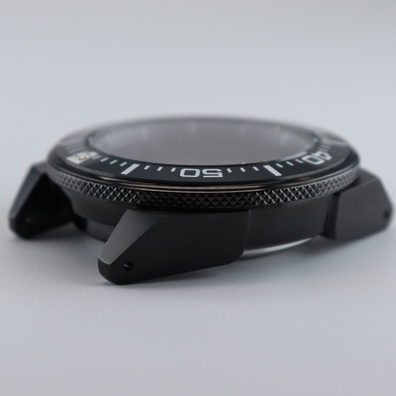 43.8mm Black Seiko Samurai Watch Cases Stainless Steel Sapphire For NH35 nh36 38