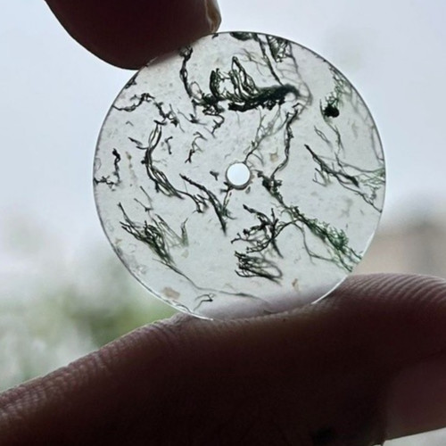 Moss Agate Watch Dial, 24.5mm Round Stone Disc for Jewelry Making GMC-313