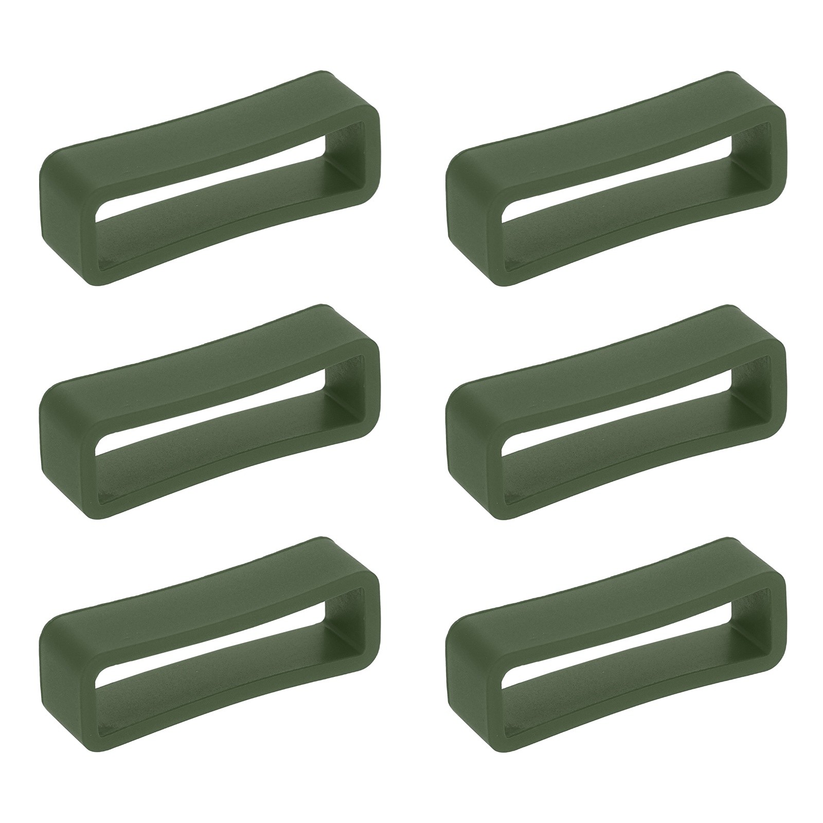 6pc 24mm Army Green Watch Band Loop Silicone Watch Strap Retainer Loop for Watch
