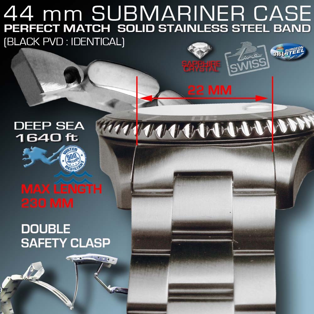SET: CASE SUBMARINE 500M,1640 FT- CLASSY DIAL, for ETA 2824-2 or SW 200
