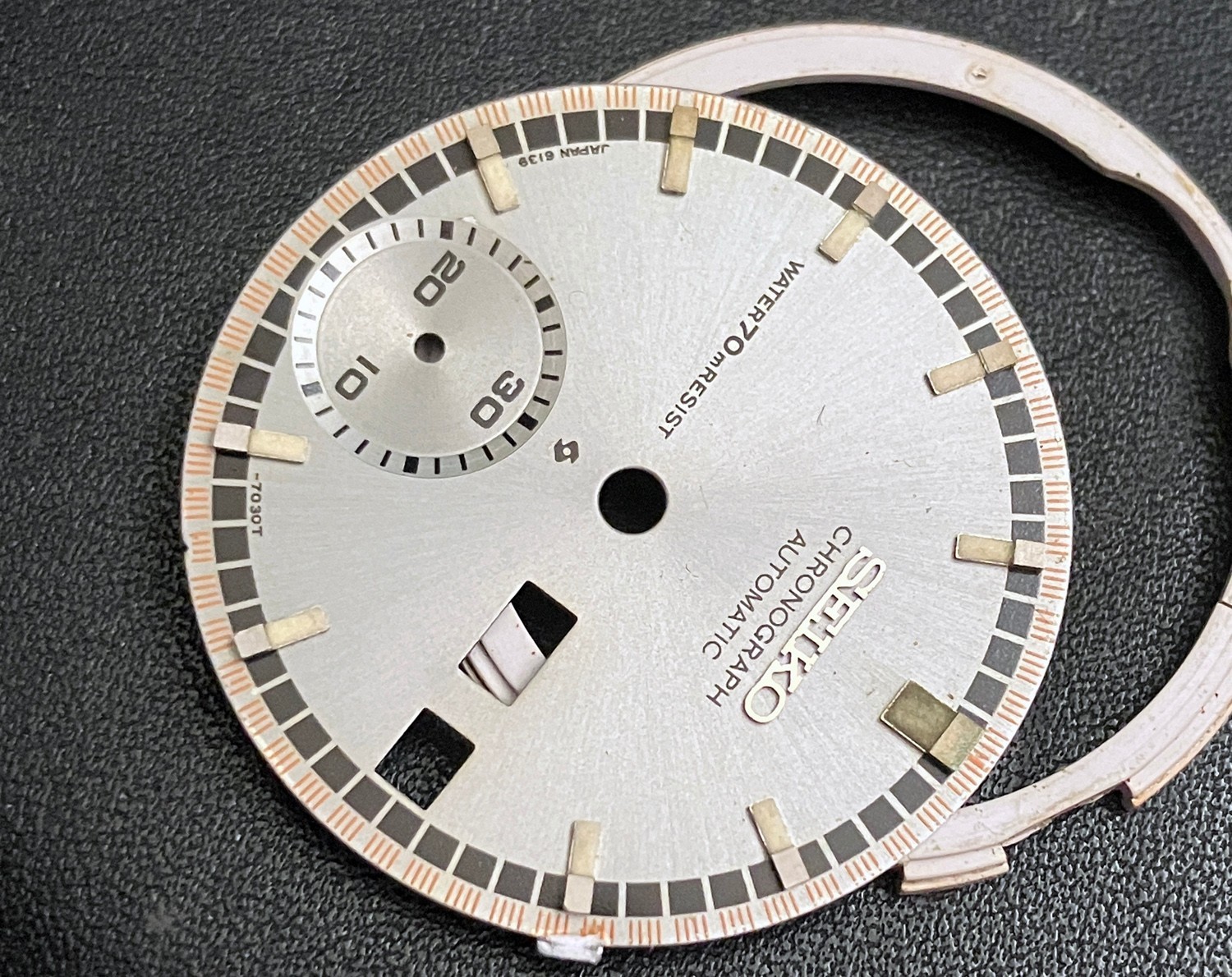 Genuine Seiko 7030T Water70mResist Dial for 6139-7001 & Dial Holder Code 1971/1
