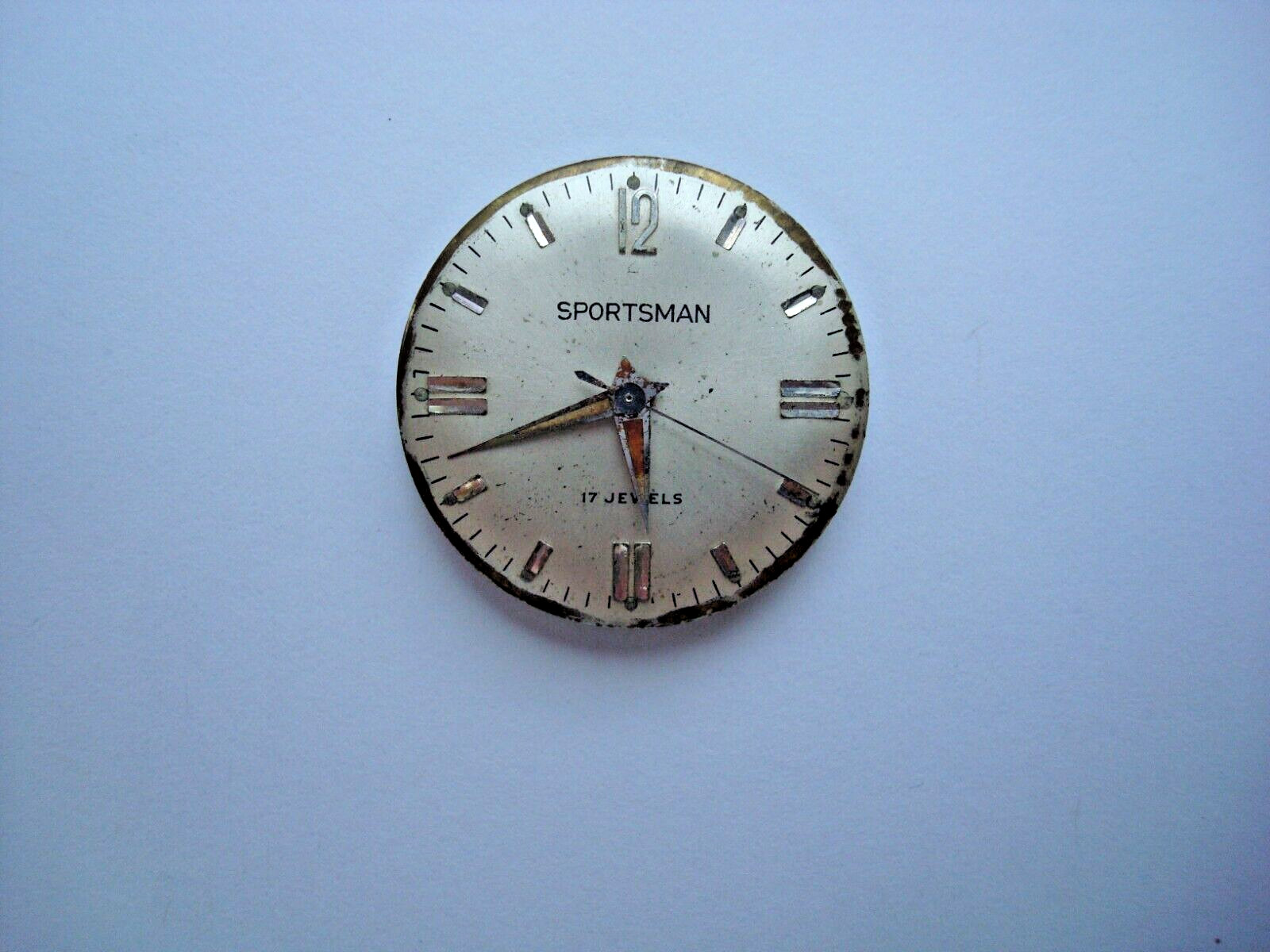 Sportsman Men’s Watch Movement 17j. Manual Wind up AS Is for Parts- Read