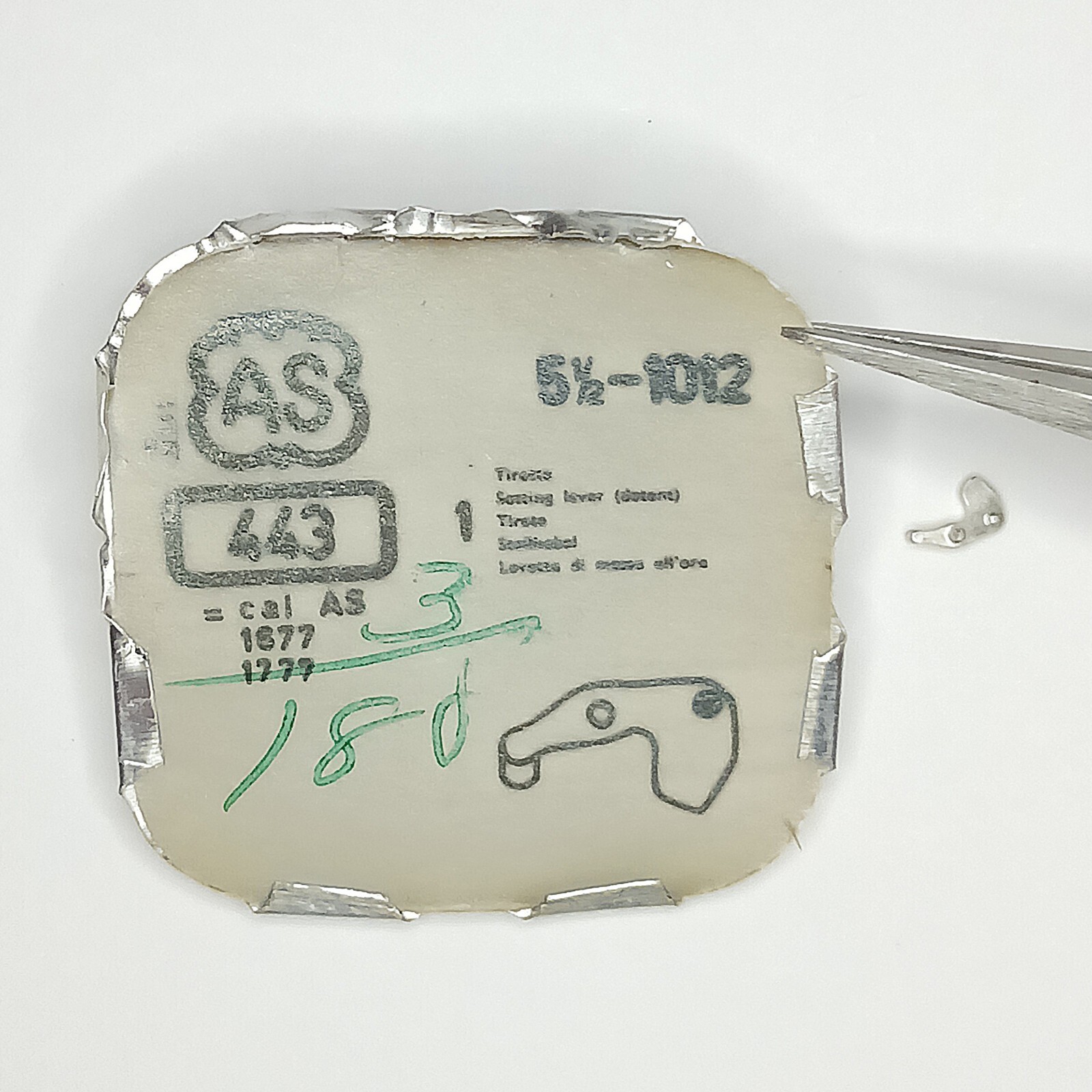 AS 1012 Part #443 Setting Lever NOS Watch Part A. Schild 1677 1777