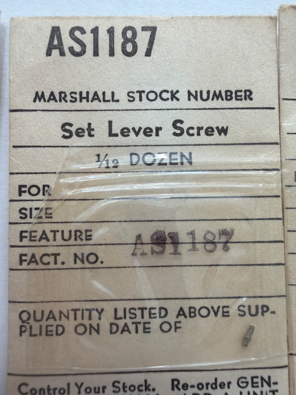Setting Lever Screw & Click Spring Screw – NOS – Various Calibers
