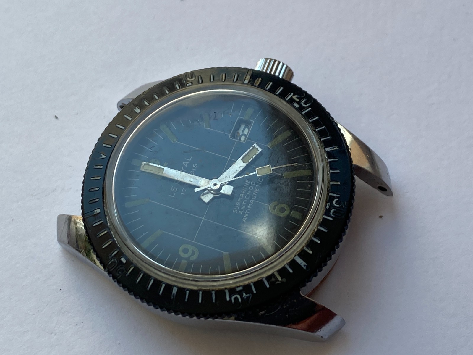 VINTAGE MEN WRIST WATCH SALE FOR PARTS LE ROYAL DIVER SUBMARINE 17 RUBIS