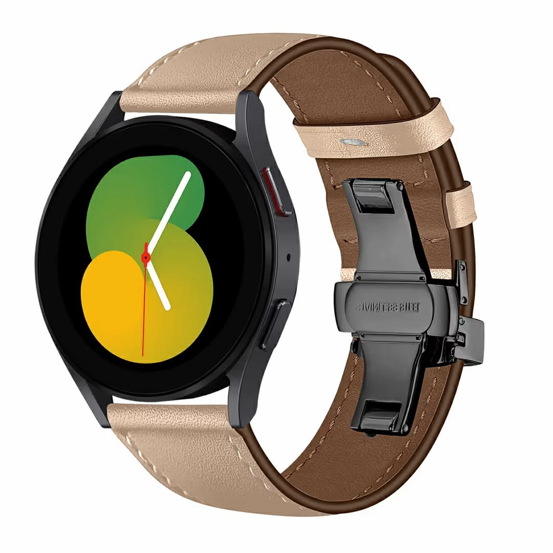 Leather Wristband Straps for Samsung Galaxy Watch, Replacement Bands with Buckle