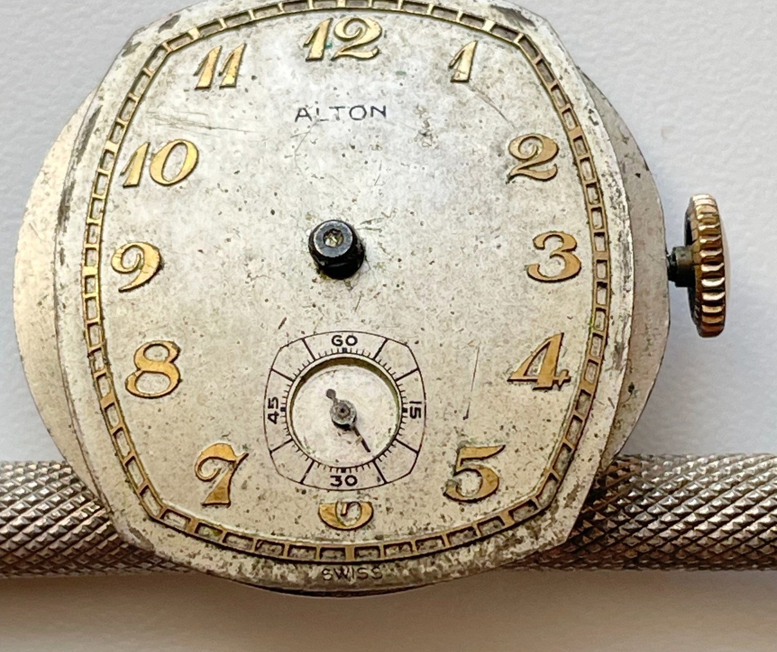 Vintage Alton Watch Co Swiss Movement 17 Jewels Sub Second Parts Repair