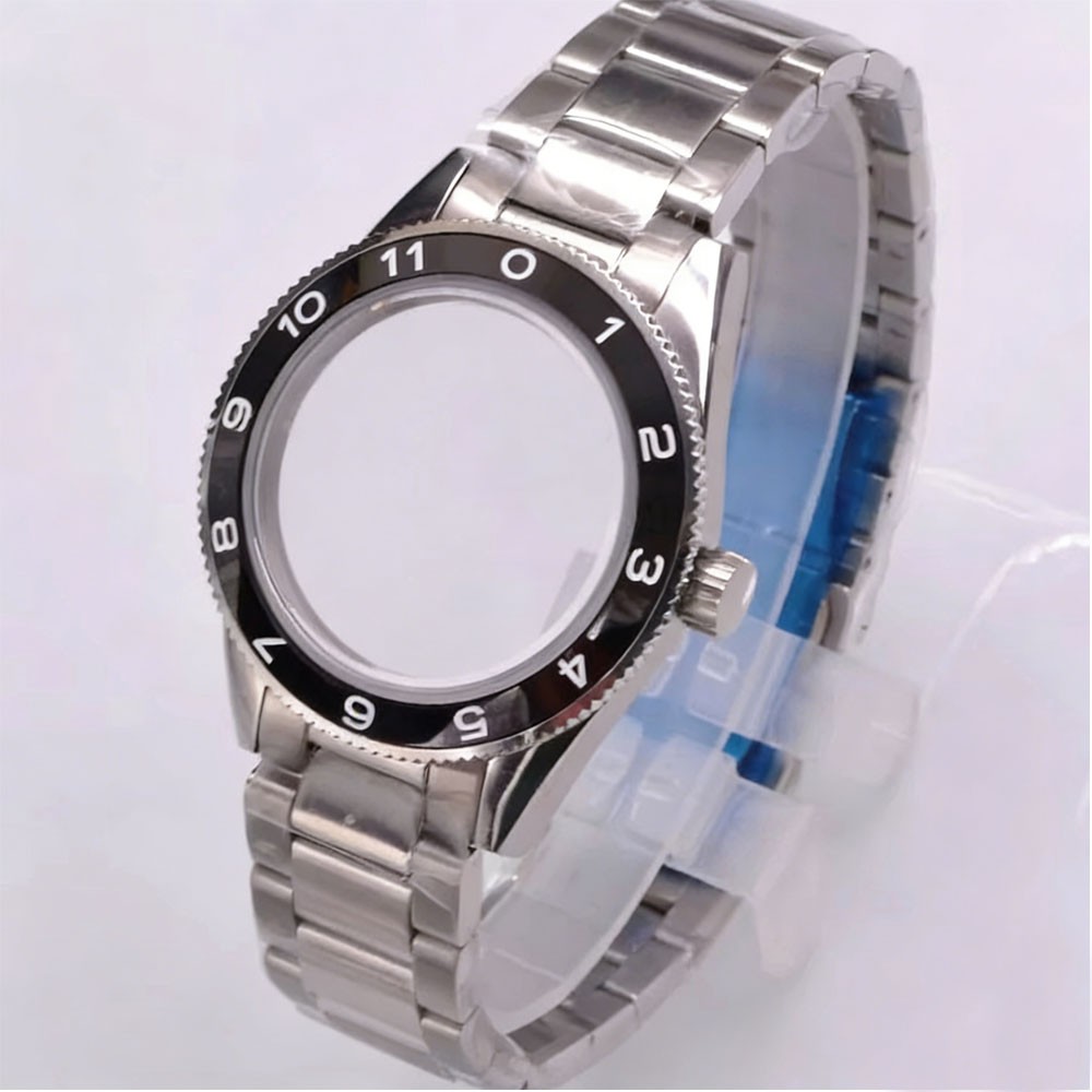 41mm watch case sapphire glass ceramic bezel fit NH35 NH36 ETA2824 2836 movement