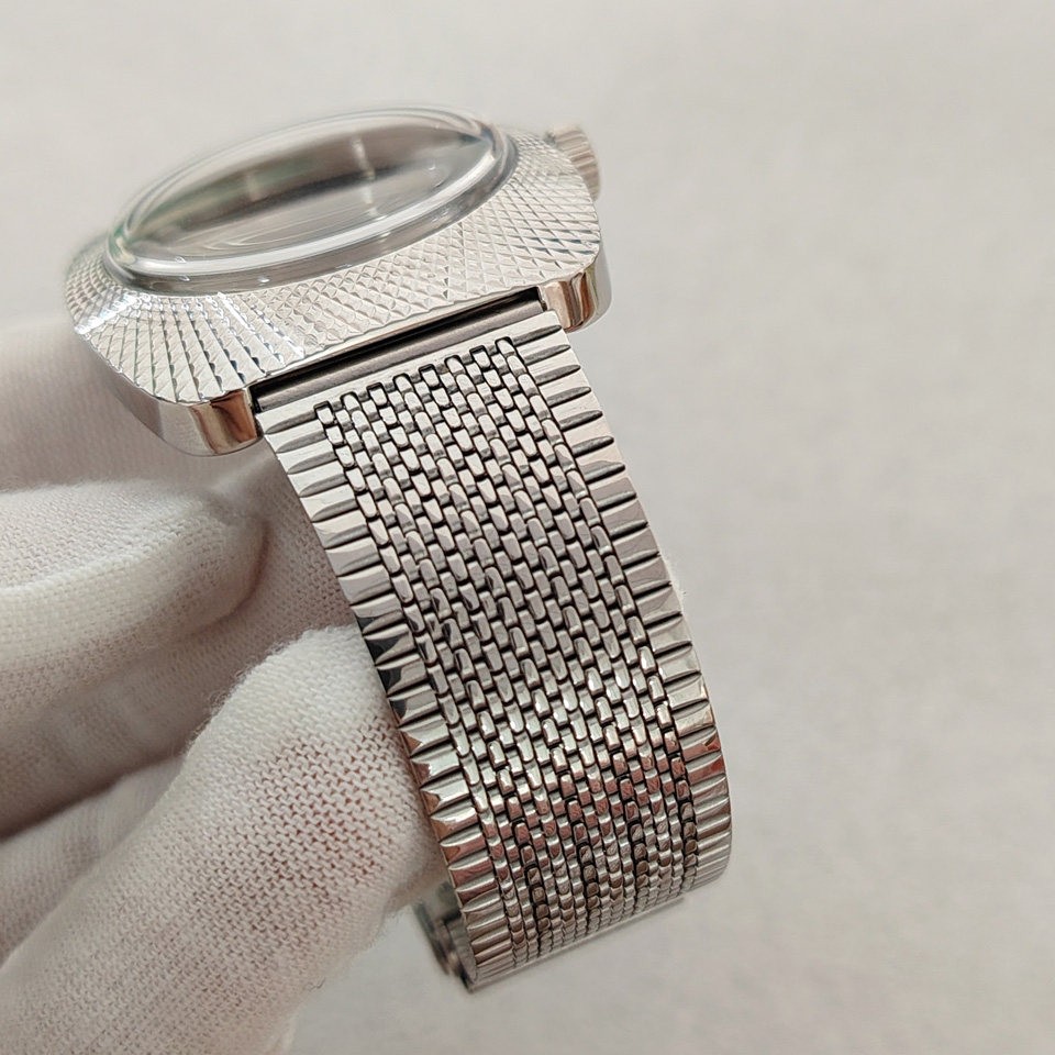 36.5mm Geometric Design Stainless Watch Case Mineral Glass for Nh35/36 Movement