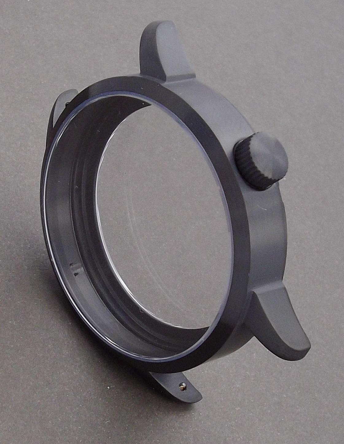 316L ST.STEEL WATCH CASE ETA UNITAS 6497 OR 6498 MOVEMENT PVD BLACK SAPPHIRE NEW