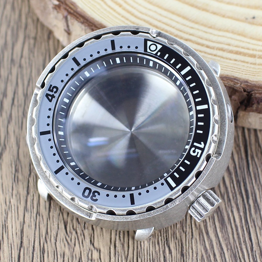 47mm Watch Case Silver Modify Tuna Can Mod Sapphire Steel For Seiko NH35 36 NH38