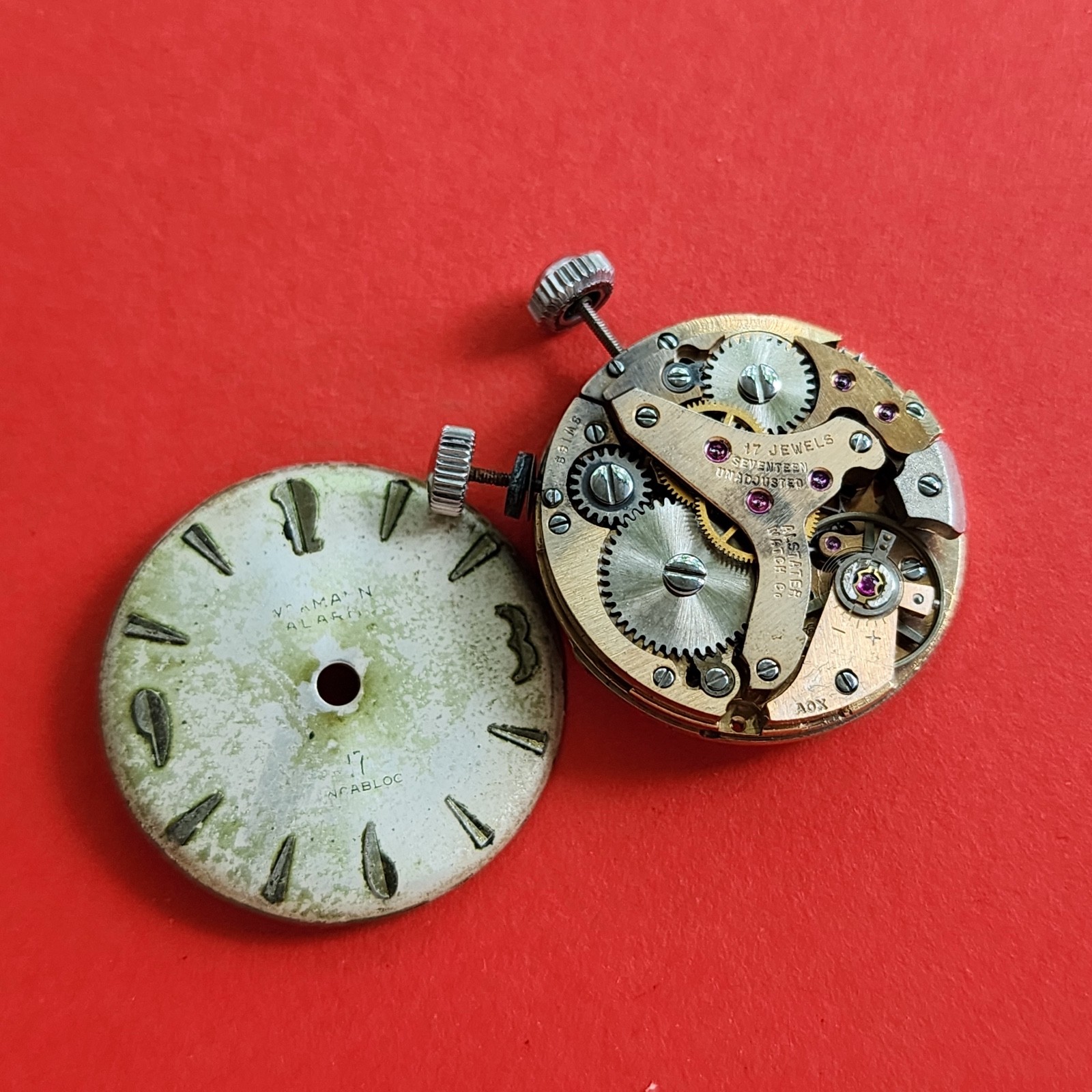 Wakmann Alarm Watch Movement Alstater Dial Crown Stem Balance Parts Cricket