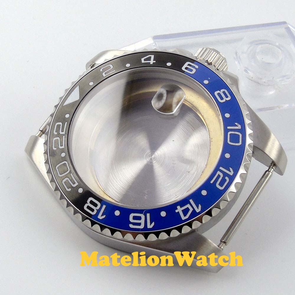 43mm Watch Case For Miyota 8215 821A ETA 2836 DG2813 Sapphire Crystal Cyclops