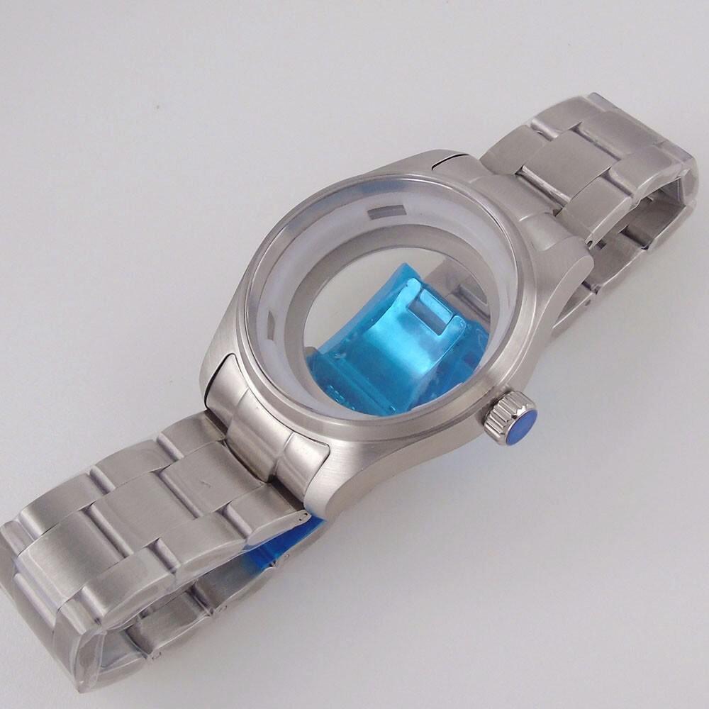 36mm Pilot Stainless Steel Sapphire Watch Case Fit NH35 NH36 ETA 2824 Glass Back