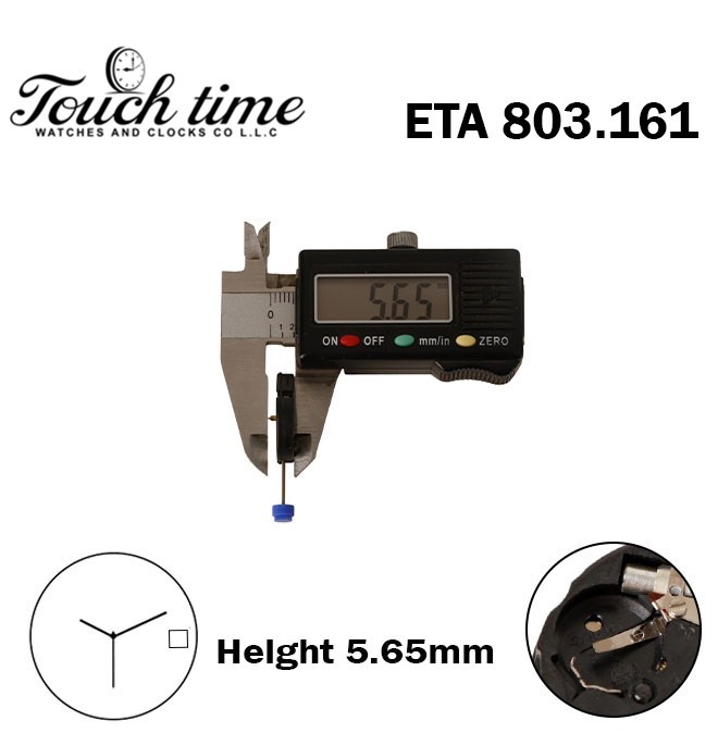 ETA 803.161, Swiss Movement, Height:5.65mm, 3 Hands, White Date Disk 3.