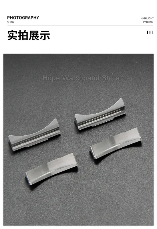 20mm 21mm Watchband End Links Curved For Yacht-Master Daytona Black Submariner