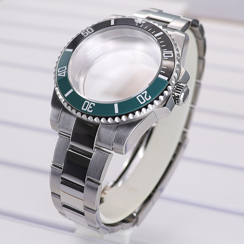 40mm Wire Drawing Watch Case Strap Sapphire Glass For Nh35 36 2824 8215 PT5000